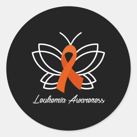 Ribbon Butterfly Aml Leukemie Bewustheid Ronde Sticker (Voorkant)