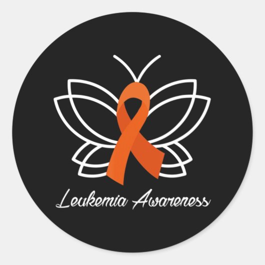 Ribbon Butterfly Aml Leukemie Bewustheid Ronde Sticker (Voorkant)