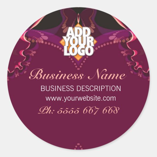 Ribbon Butterfly Goddess New age w/Logo Business Ronde Sticker (Voorkant)