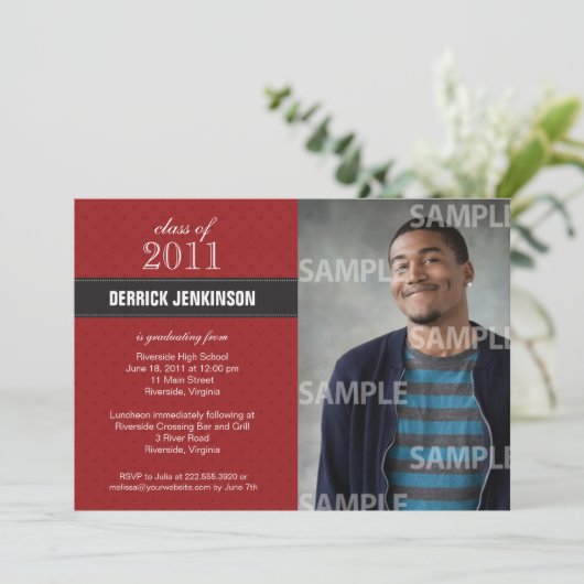 Ribbon Cross Afstuderen Uitnodiging (Staand voorkant)