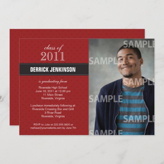 Ribbon Cross Afstuderen Uitnodiging (Voorkant / Achterkant)