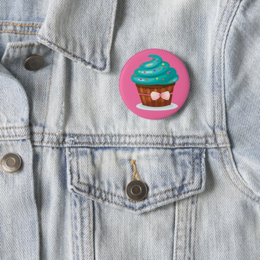 Ribbon Cupcake Button Badge (In situ)