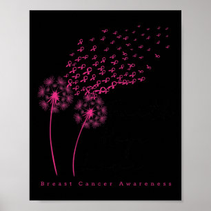 Ribbon Dandelion Faith Hope Love Borstkanker Poster