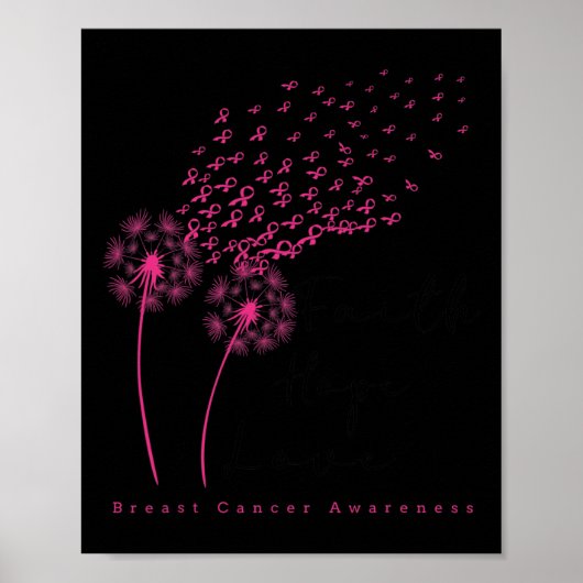 Ribbon Dandelion Faith Hope Love Borstkanker Poster (Voorkant)