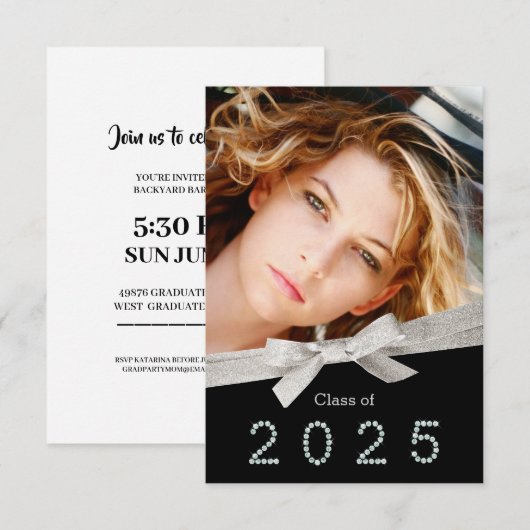  Ribbon Diamond Klasse van 2025 Afstuderen Kaart (Voorkant / Achterkant)
