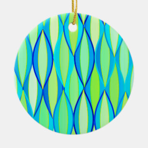 Ribbon-druk halverwege de eeuw - turkooizen en lim keramisch ornament