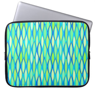 Ribbon-druk halverwege de eeuw - turkooizen en lim laptop sleeve