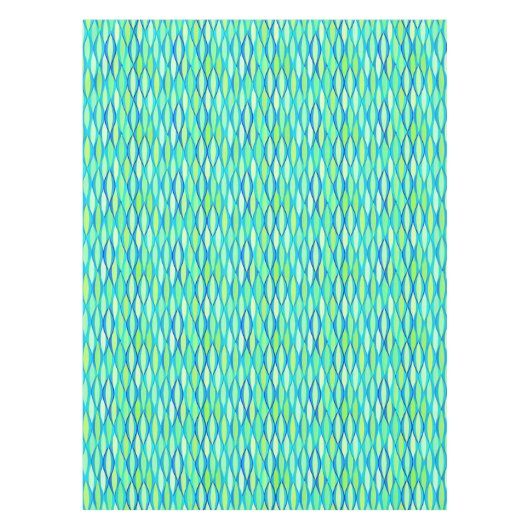 Ribbon-druk halverwege de eeuw - turkooizen en lim tafelkleed (Voorkant)