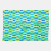 Ribbon-druk halverwege de eeuw - turkooizen en lim theedoek (Horizontaal)