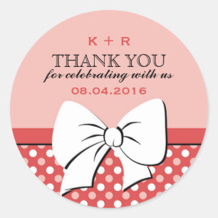 Ribbon en Bow Polka Dots Wedding Stickers