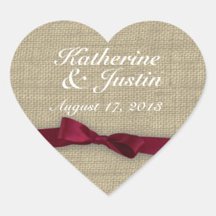 Ribbon en Burlap Heart Hart Sticker