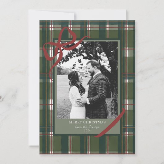 Ribbon en Plaid Vakantie Kaart (Voorkant)