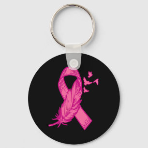 Ribbon Feather Bird Schattige Borstkanker Awarenes Sleutelhanger