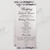 Ribbon & Glitter op Pearl - Paarse bruiloft Programmakaart (Voorkant / Achterkant)