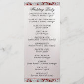 Ribbon & Glitter op Pearl - Rode bruiloft Programmakaart (Achterkant)