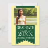 Ribbon Green School Colors Foto Afstuderen Kaart (Voorkant)
