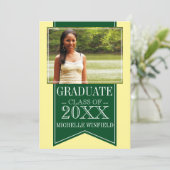 Ribbon Green School Colors Foto Afstuderen Kaart (Staand voorkant)