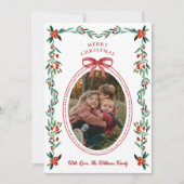 Ribbon Greenery Foto Kerst Kaart (Voorkant)