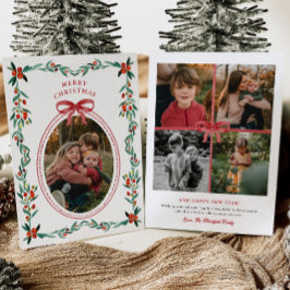 Ribbon Greenery Foto Kerst Kaart