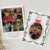 Ribbon Greenery Foto Kerst Kaart