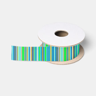 Ribbon groene en blauwe strepen satijnen lint