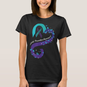 Ribbon Heart Butterfly Suicide Awareness Mental T-shirt