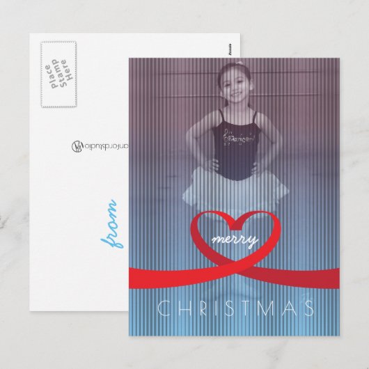 Ribbon Heart Feestdagenkaart (Voorkant / Achterkant)