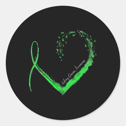 Ribbon Heart Kidney Disease Awareness Ronde Sticker (Voorkant)