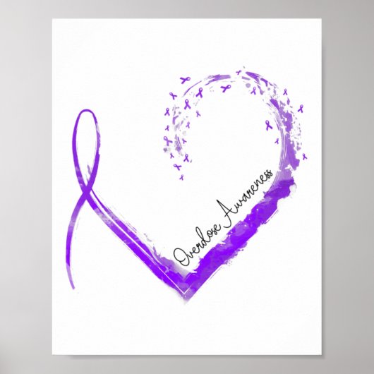 Ribbon Heart Overdose Awareness 1  Poster (Voorkant)