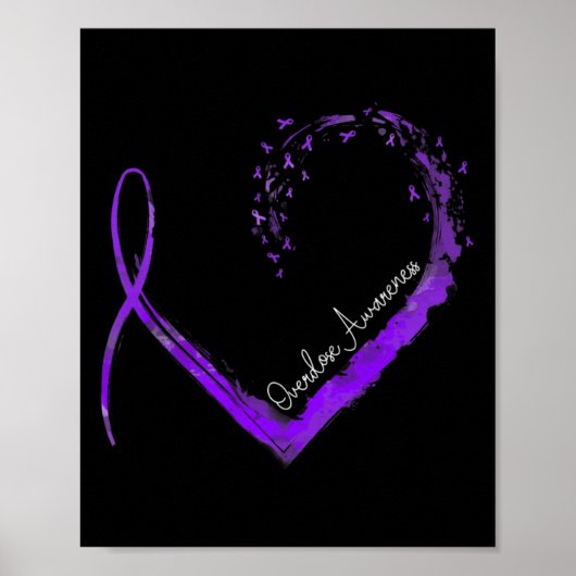 Ribbon Heart Overdose Awareness  Poster (Voorkant)