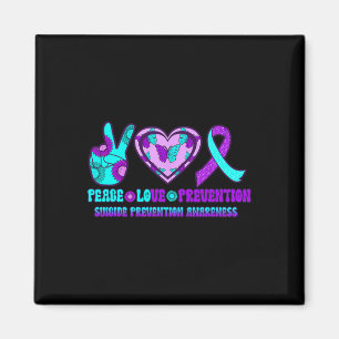 Ribbon Heart Peace Love Prevention Happy Suicide A Magneet