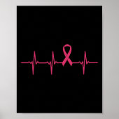 Ribbon Heartbeat Breast Cancer Awareness Gift Poster (Voorkant)