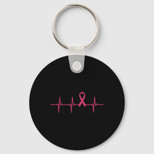 Ribbon Heartbeat Breast Cancer Awareness Gift Sleutelhanger
