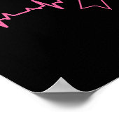 Ribbon Heartbeat Schattigee Borstkanker Awareness  Poster (Hoek)