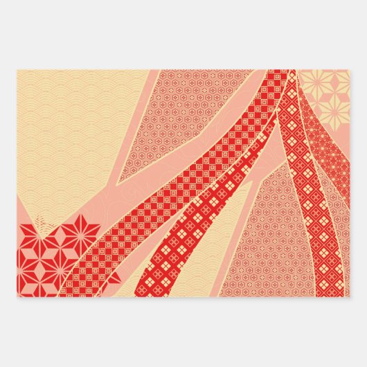 Ribbon Kimono Mix Pattern Inpakpapier Vel (Voorkant 3)