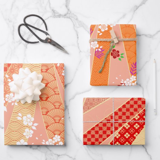 Ribbon Kimono Mix Pattern Inpakpapier Vel (Voorkant)