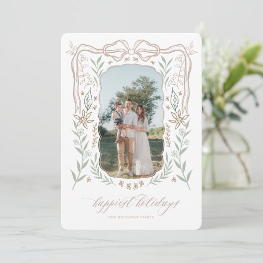 Ribbon Lijst Kerst Kaart met Boog (Staand voorkant)