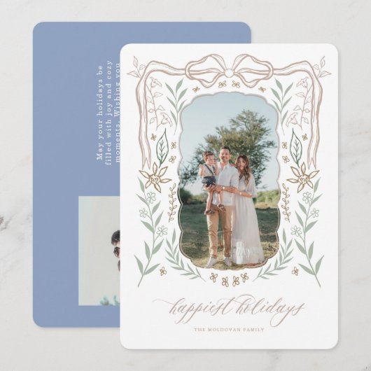 Ribbon Lijst Kerst Kaart met Boog (Voorkant / Achterkant)