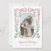 Ribbon Lijst Kerst Kaart met Boog (Voorkant)