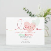 Ribbon Love Lieverd Couples Shower Party Invite Kaart (Staand voorkant)