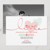 Ribbon Love Lieverd Couples Shower Party Invite Kaart (Voorkant / Achterkant)