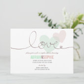 Ribbon Love SweetHeart Couples Shower Party Invite Kaart (Staand voorkant)