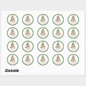 Ribbon Merry kerstboom Gold Glitter Ronde Sticker (Vel)