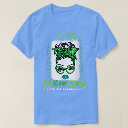 Ribbon Messy Bun Mental Health Awareness Mei T-shirt (Design voorkant)