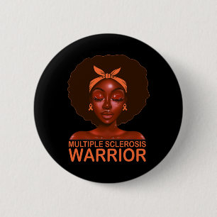 Ribbon MS Awareness Warrior Black Afro Vrouwen Mei Ronde Button 5,7 Cm