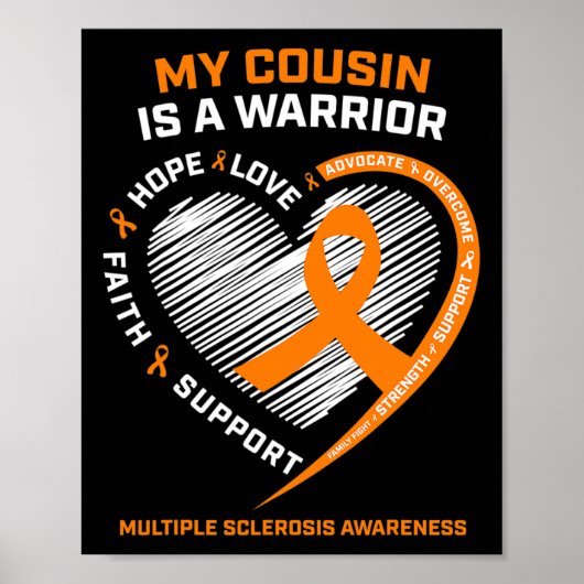 Ribbon MS warrior neef multiple sclerose Poster (Voorkant)