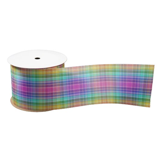 Ribbon - Rainbow Madras Satijnen Lint (Spoel)