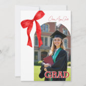 Ribbon Red Background Dual‑Photo QR Code Kaart (Voorkant)