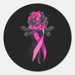 Ribbon Roos Borstkanker Awareness Survivor Warri Ronde Sticker