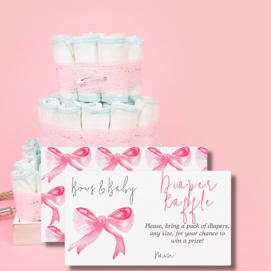 Ribbon roze strikken baby meisje Baby shower luier Informatiekaartje